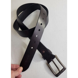 Wolfant Dark Brown Leather Classic Work Formal Casual Dress Belt Mens Size 48